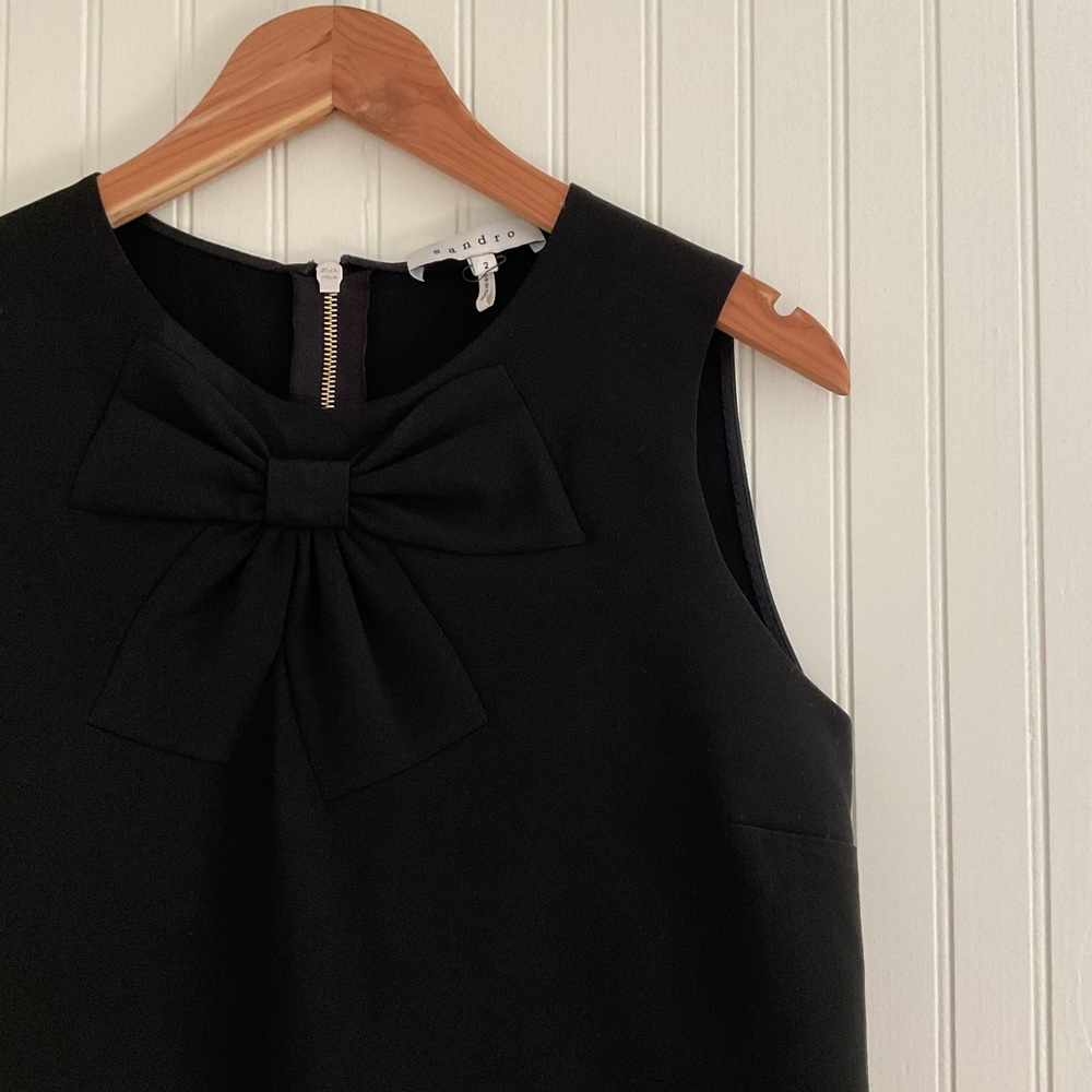 Sandro Bow-Appliqué Top with Back Exposed Zipper